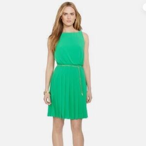 Ralph Lauren Green Pleated Mini Dress